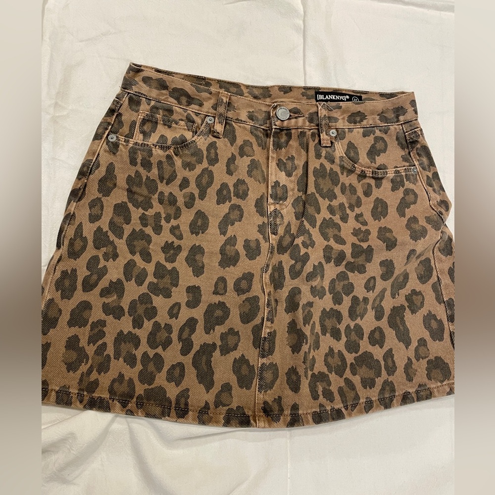 Blank NYC Black and Brown A-Line Mini Skirt